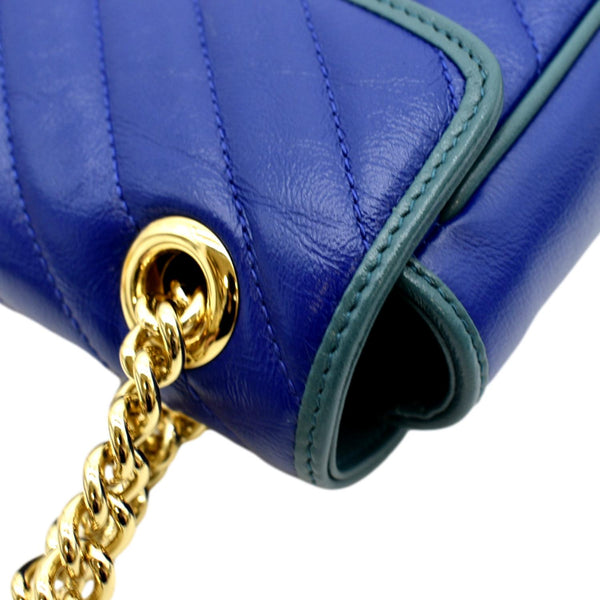 GUCCI GG Marmont Leather Shoulder Bag Blue 443497