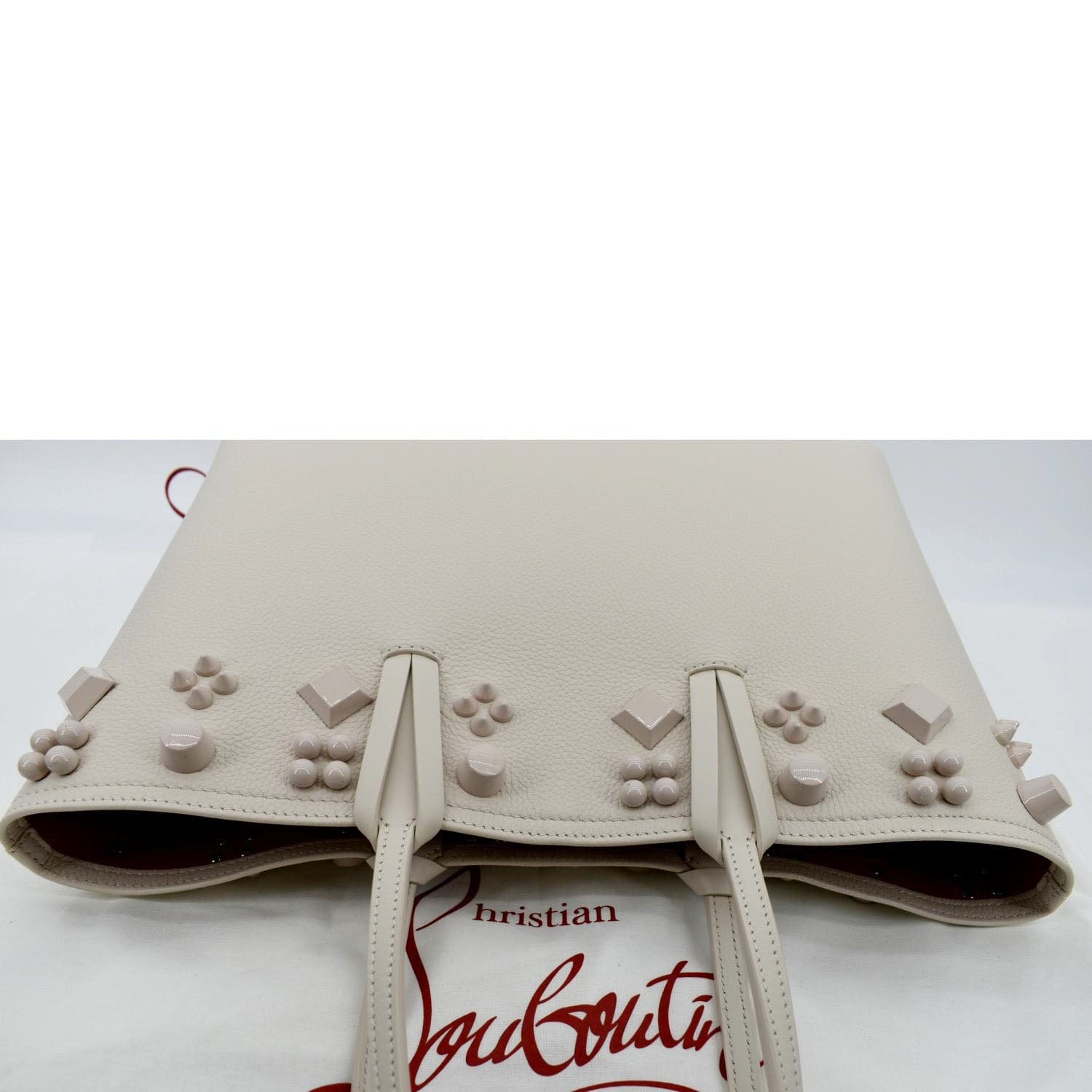 CHRISTIAN LOUBOUTIN Cabata Small Spike Leather Tote Bag Live Beige