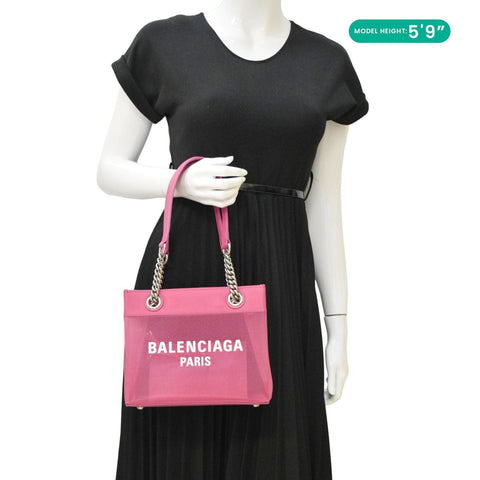 BALENCIAGA Duty Free Mesh Tote Bag Fuchsia