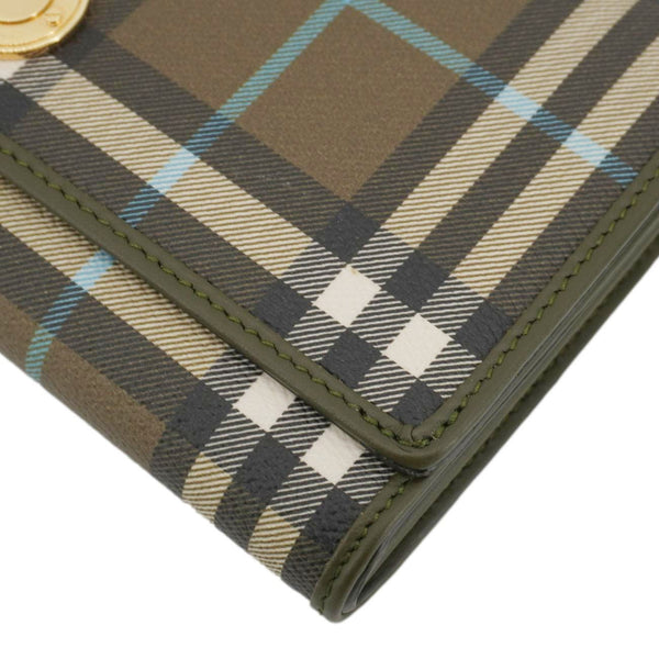 BURBERRY Check Canvas Chain Crossbody Bag Olive Green