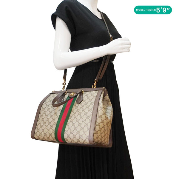 GUCCI Ophidia Medium GG Supreme Tote Shoulder Bag Beige 524537