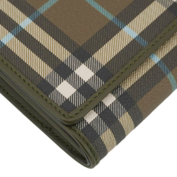 BURBERRY Check Canvas Chain Crossbody Bag Olive Green