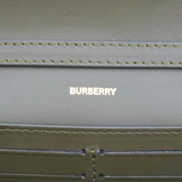 BURBERRY Check Canvas Chain Crossbody Bag Olive Green