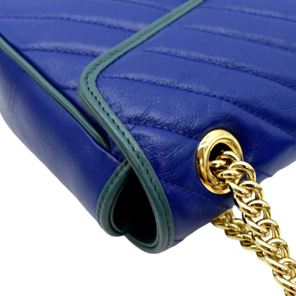 GUCCI GG Marmont Leather Shoulder Bag Blue 443497