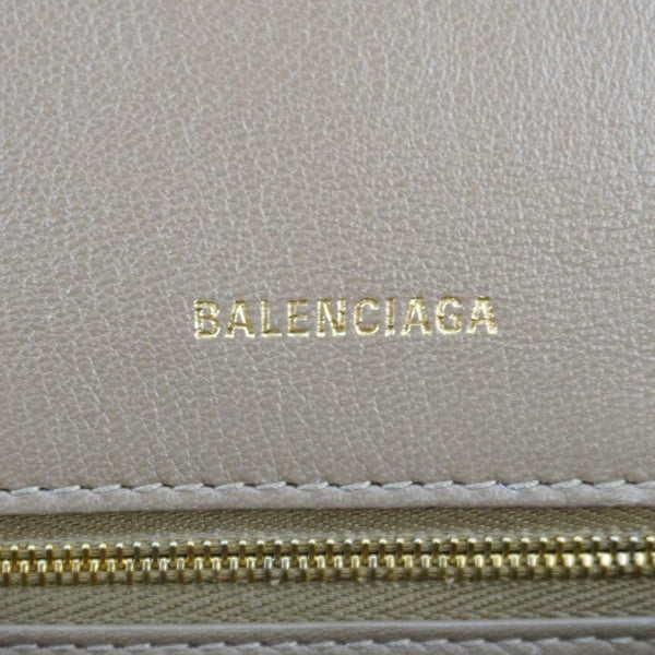 BALENCIAGA Hourglass Logo Print Canvas Top Handle Shoulder Bag Brown