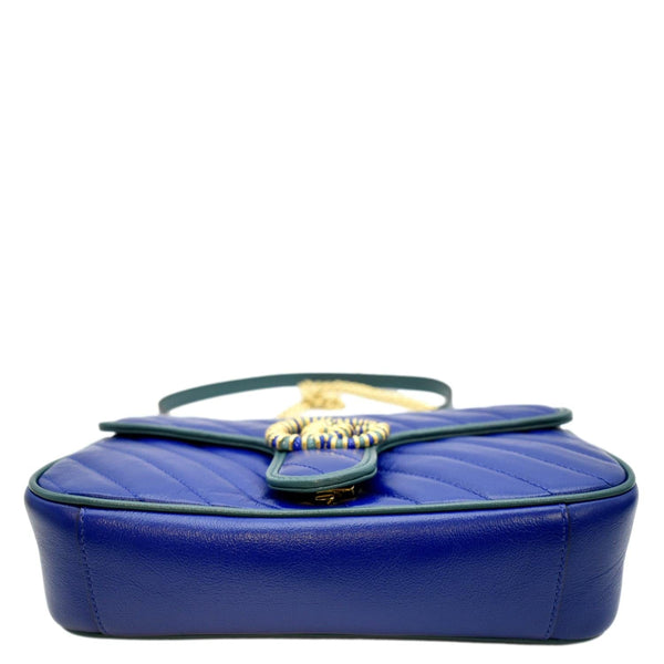 GUCCI GG Marmont Leather Shoulder Bag Blue 443497