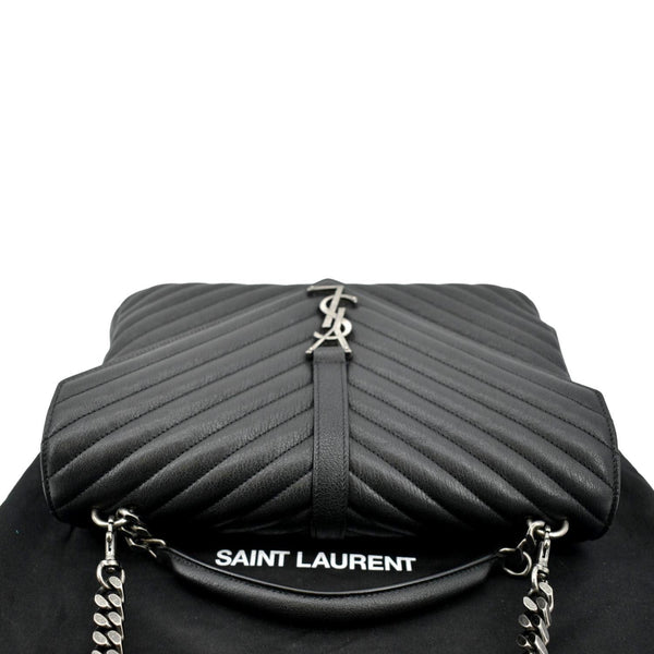 YVES SAINT LAURENT College Large Lambskin Leather Shoulder Chain Bag Black