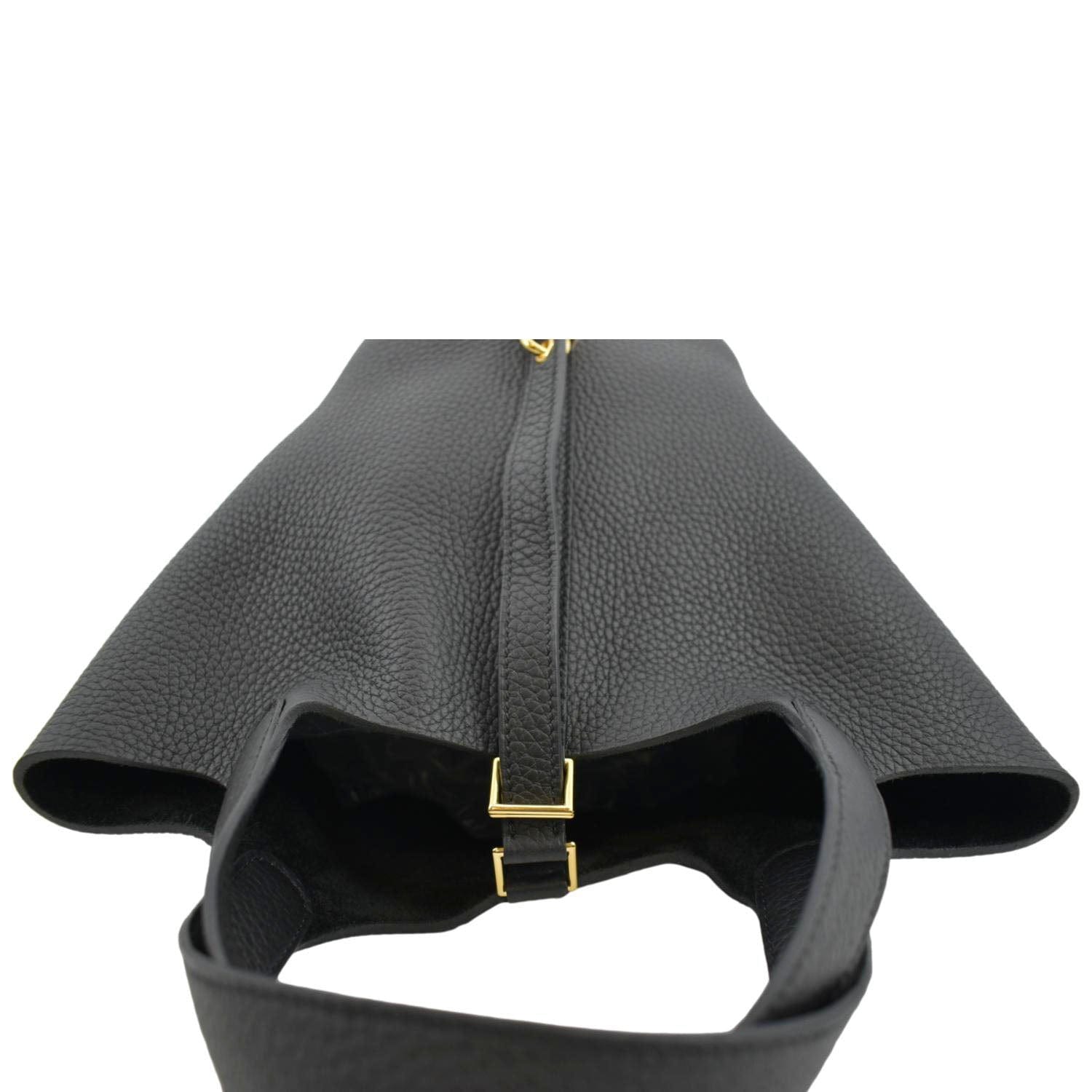 Hermes Picotin Lock 18 Taurillon Clemence Leather Hobo Bag Black