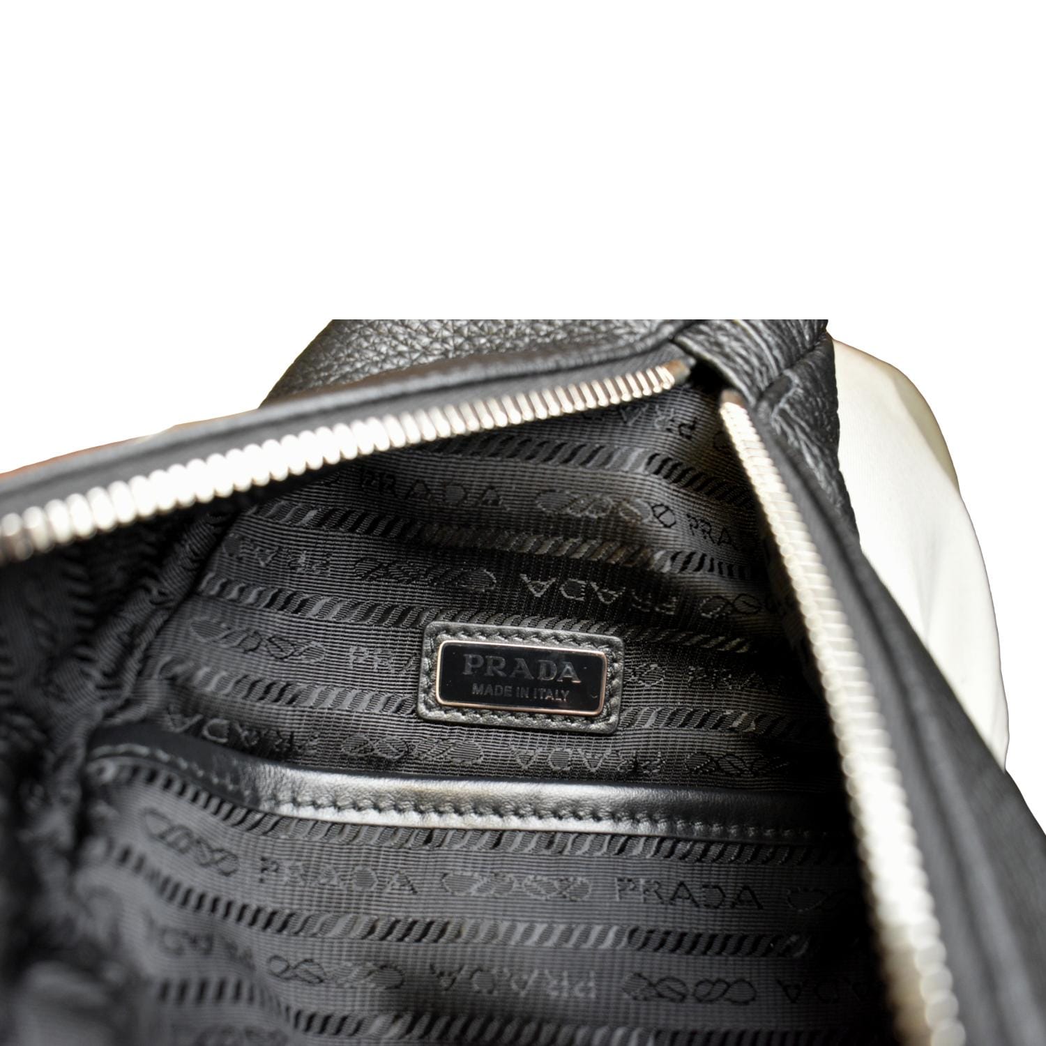 White Prada Triangle Leather Shoulder Bag