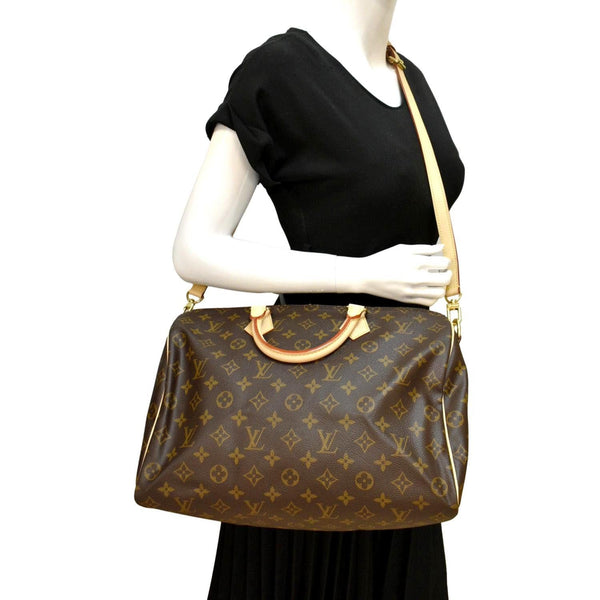 LOUIS VUITTON Speedy 35 Bandouliere Monogram Canvas Shoulder Bag Brown