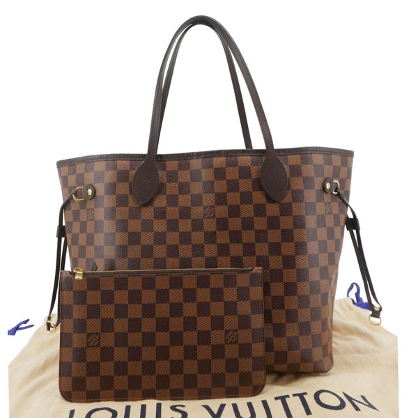 LOUIS VUITTON Neverfull MM Damier Ebene Shoulder Bag Brown