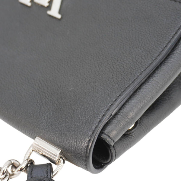 LOUIS VUITTON Lockme II BB Pebbled Leather Shoulder Bag Black