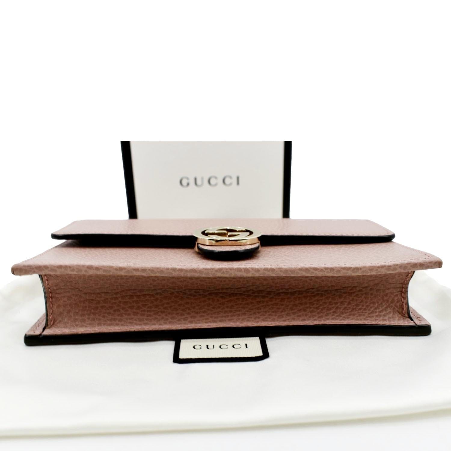 Gucci GG Interlocking Pebbled Leather Crossbody Bag Light Pink 510314