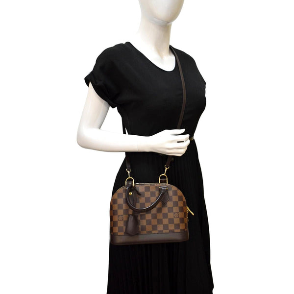 LOUIS VUITTON Alma BB Damier Ebene Satchel Crossbody Bag Brown