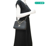 LOUIS VUITTON Lockme II BB Pebbled Leather Shoulder Bag Black