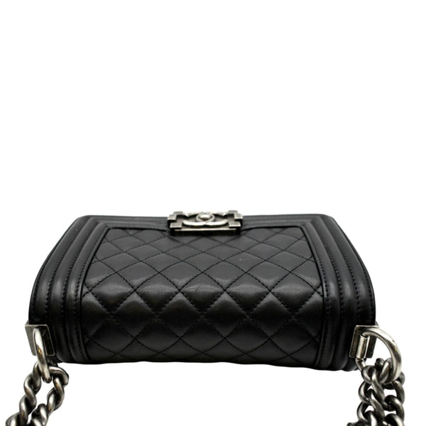 CHANEL Boy Small Quilted Lambskin Leather Shoulder Bag Black