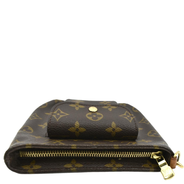 LOUIS VUITTON Partition Monogram Canvas Wristlet Clutch Bag Brown