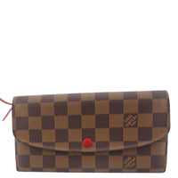 LOUIS VUITTON Emilie Damier Ebene Wallet Brown