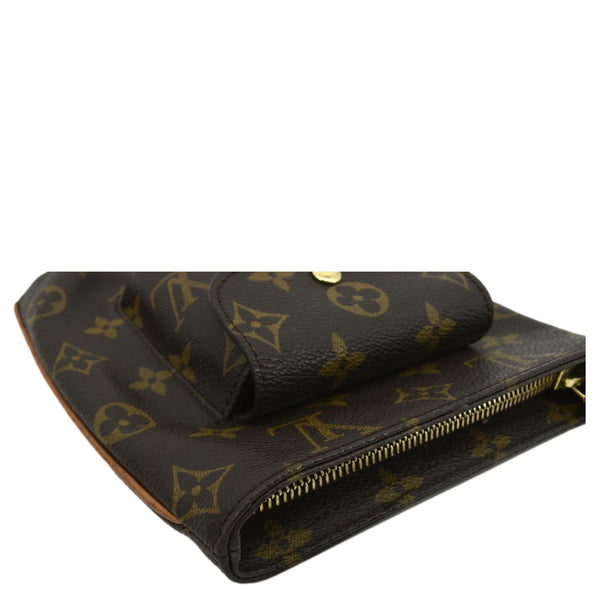 LOUIS VUITTON Partition Monogram Canvas Wristlet Clutch Bag Brown