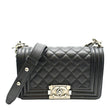 CHANEL Boy Small Quilted Lambskin Leather Shoulder Bag Black