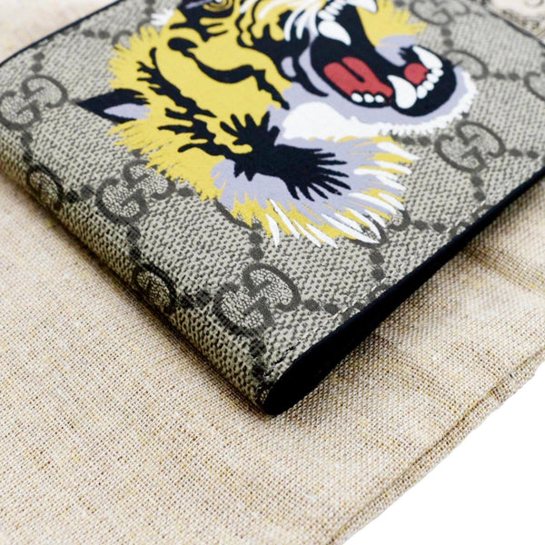 Gucci Bifold Wallet GG Supreme Tiger Beige in Coated Canvas - US