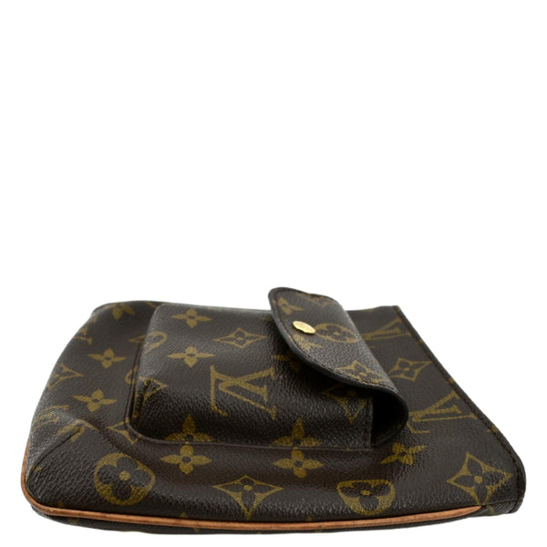 LOUIS VUITTON Partition Monogram Canvas Wristlet Clutch Bag Brown