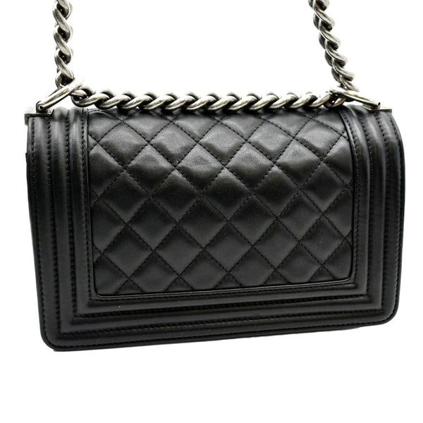 CHANEL Boy Small Quilted Lambskin Leather Shoulder Bag Black