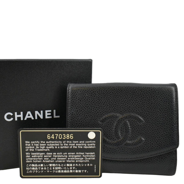 CHANEL Timeless CC Flap Caviar Leather Wallet Black