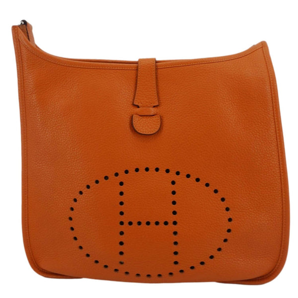 HERMES Evelyne III PM Taurillon Leather Crossbody Bag Orange Poppy