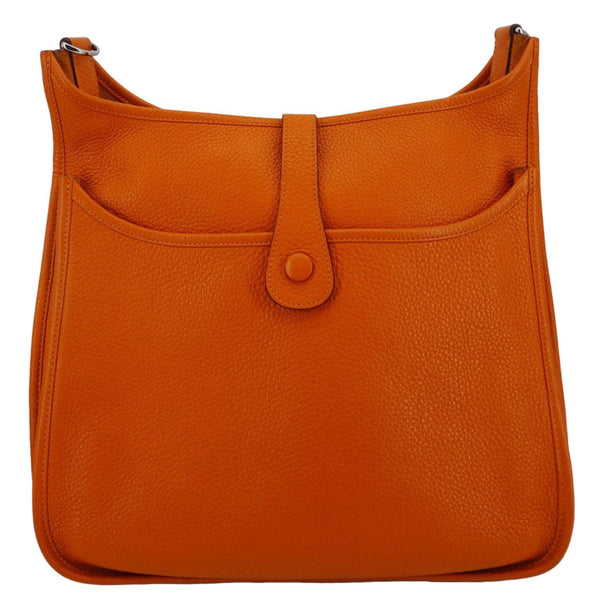 HERMES Evelyne III PM Taurillon Leather Crossbody Bag Orange Poppy