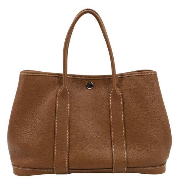 Hermes Garden Party TPM Leather Tote Bag in Tan color - Back