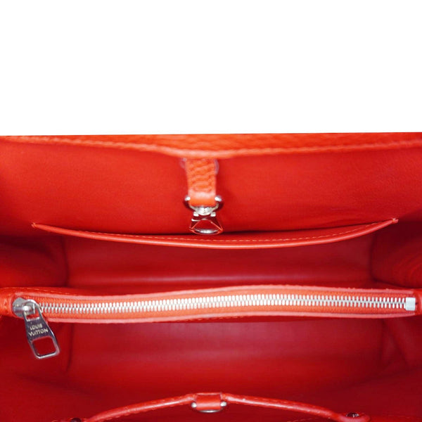 LOUIS VUITTON Capucines MM Taurillon Leather Satchel Bag Red