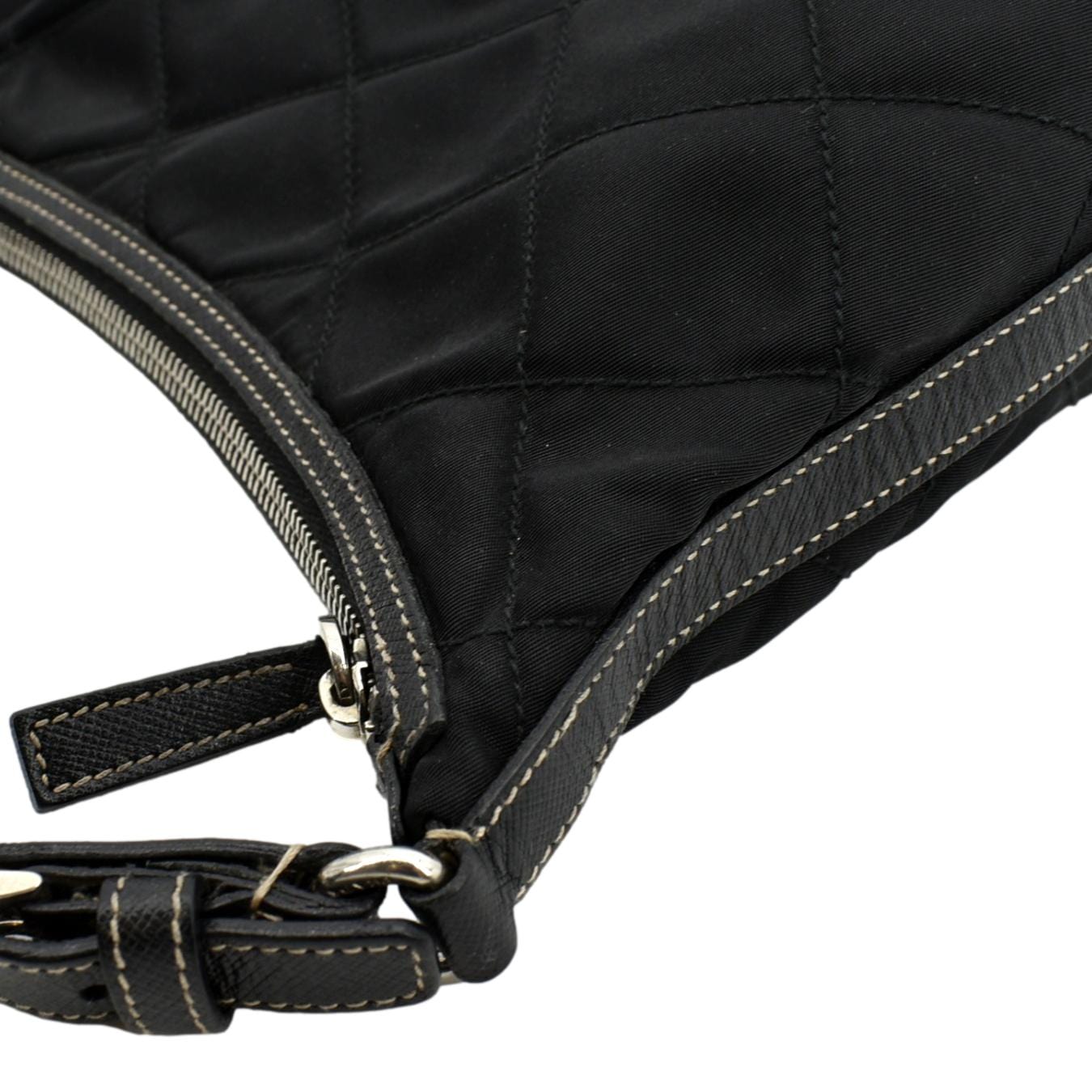 Prada Vintage Tessuto Quilted Black Nylon Mini Shoulder Bag at