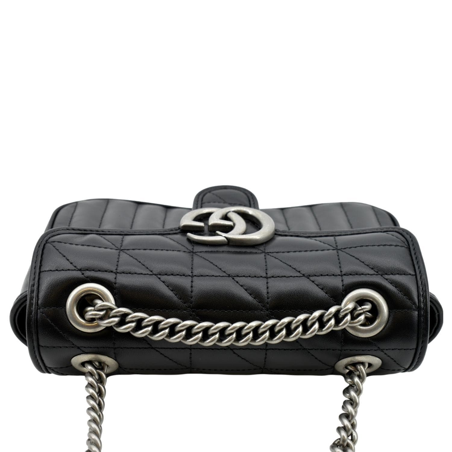 Gucci GG Marmont Matelasse Black Leather Mini Shoulder Bag 446744 