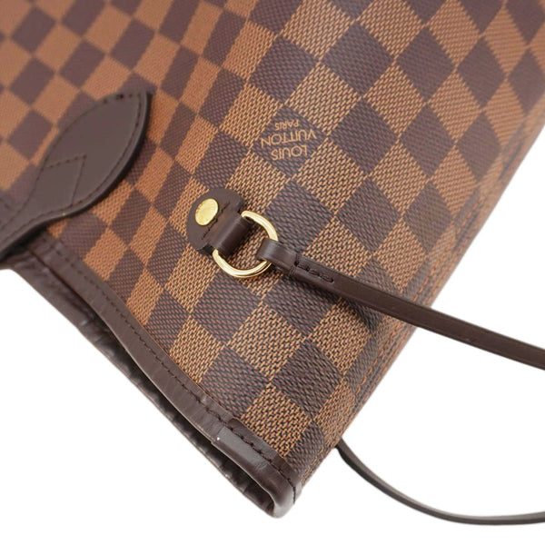 LOUIS VUITTON Neverfull MM Damier Ebene Tote Bag Brown