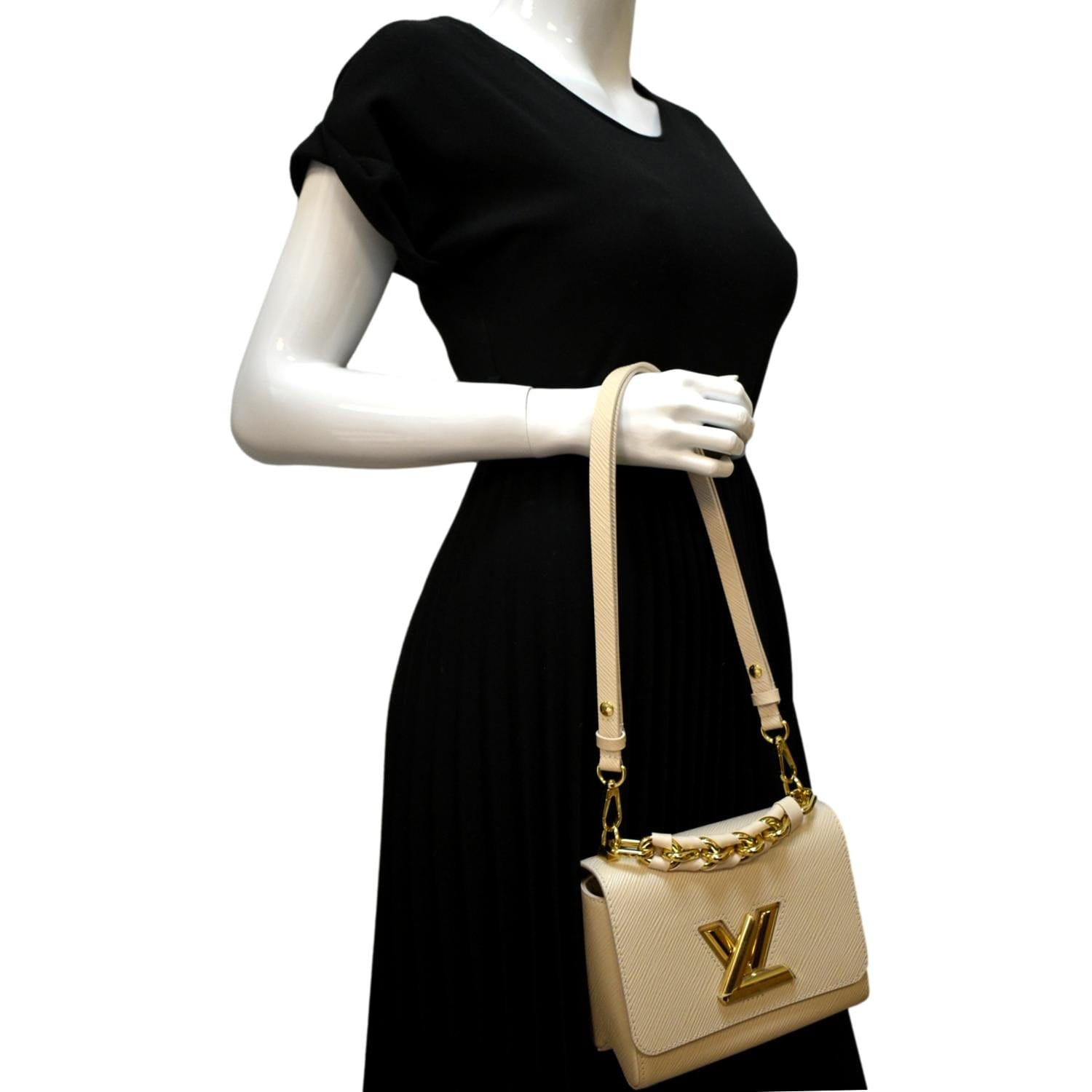 Louis Vuitton Twist Bag with Top Handle, Beige and Black Epi Leather, Gold  Hardware, Preowned in Dustbag