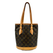 LOUIS VUITTON Petit Bucket Monogram Canvas Shoulder Bag Brown