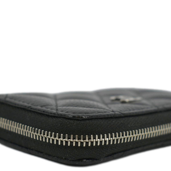 Chanel Zip Around Quilted Caviar Leather Wallet Black