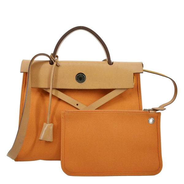 HERMES Herbag Canvas Tote Bag - Bold Orange Elegance