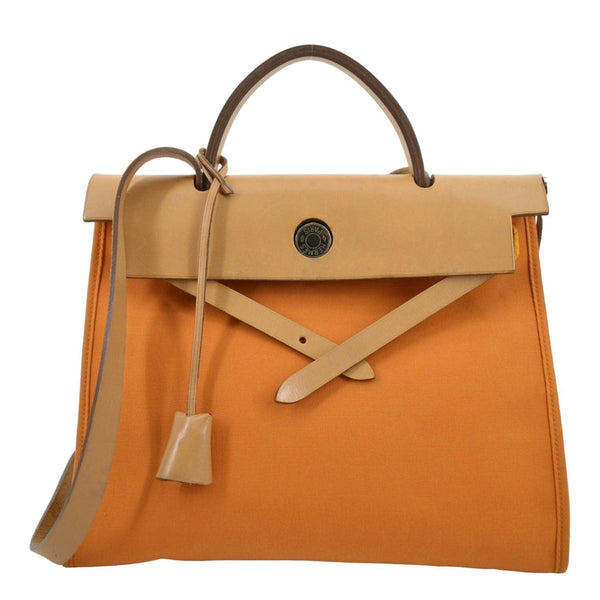 HERMES Herbag Canvas Tote Bag - Bold Orange Elegance