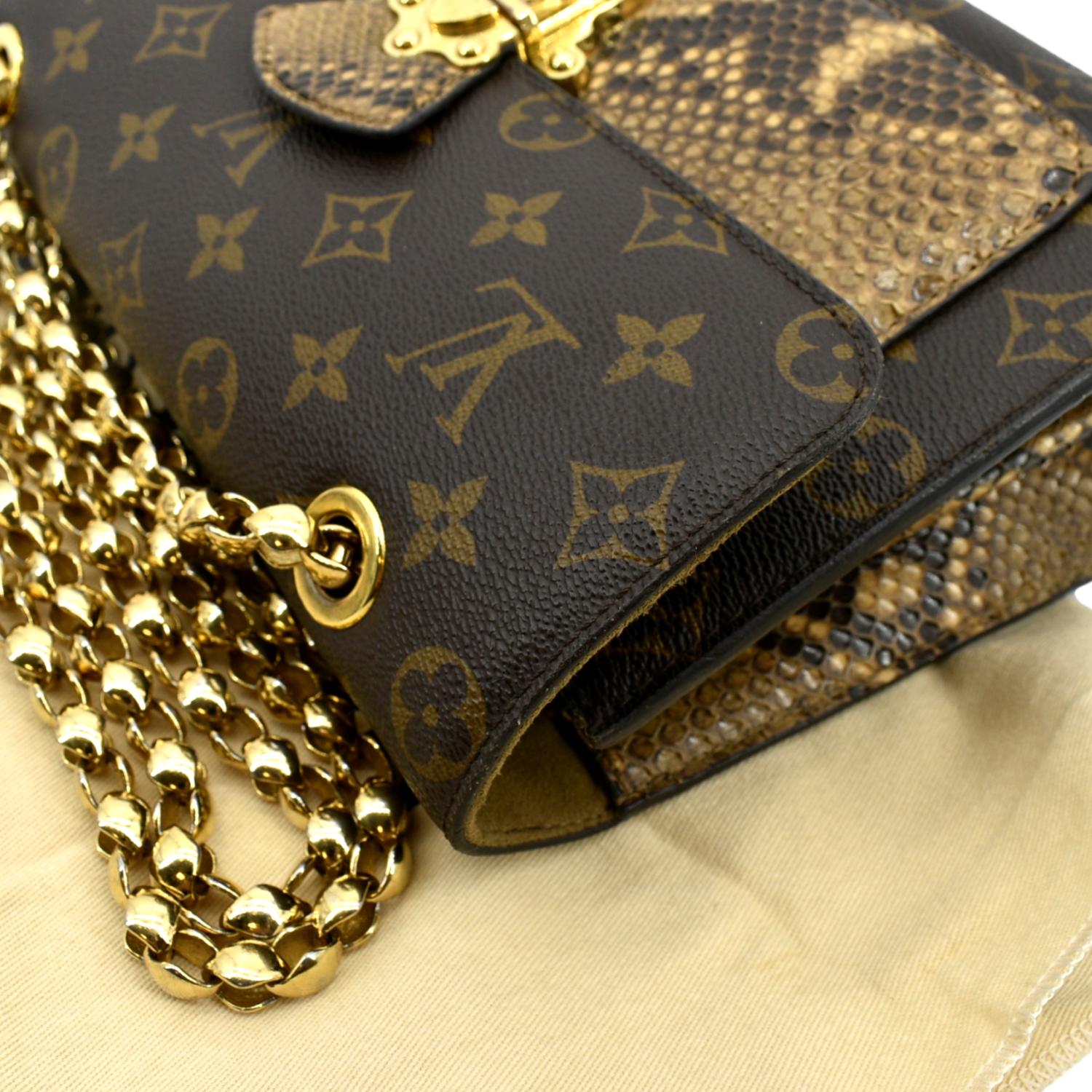 Louis Vuitton Victoire Handbag Monogram Canvas and Python Brown 1218721