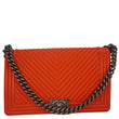 CHANEL Boy Flap Chevron Quilted Shoulder Bag Red