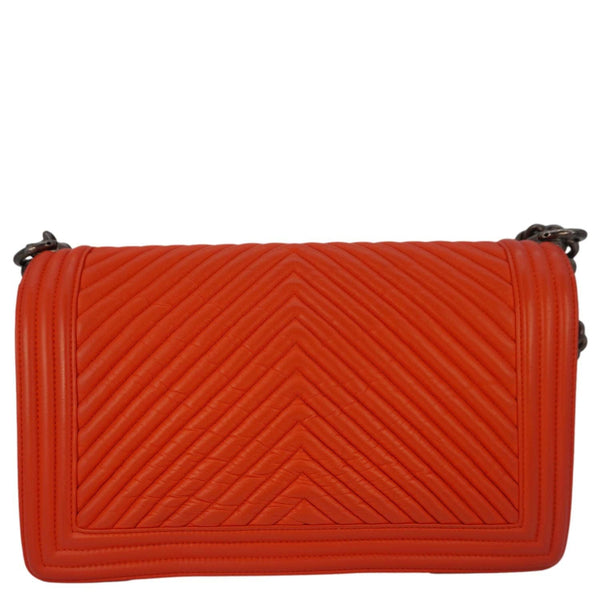 CHANEL Boy Flap Chevron Quilted Shoulder Bag Red