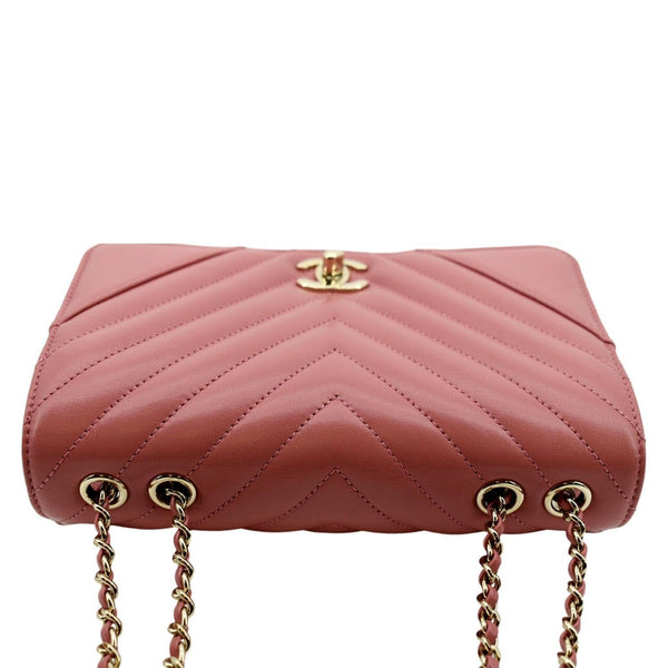 Chanel Statement Flap Quilted Chevron Crossbody Bag in Pink Color - Top