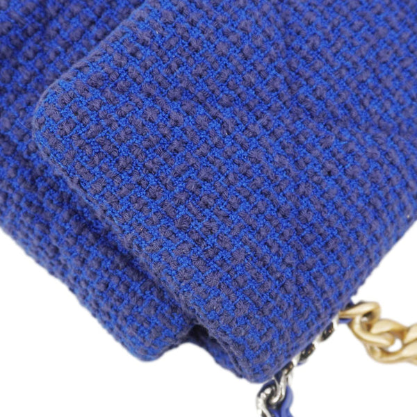 CHANEL 19 Flap Quilted Tweed Shoulder Bag Blue