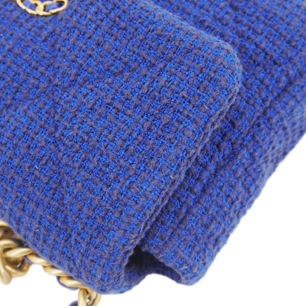 CHANEL 19 Flap Quilted Tweed Shoulder Bag Blue