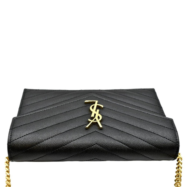 YSL Cassandre Matelasse Chain Wallet Crossbody Bag Black