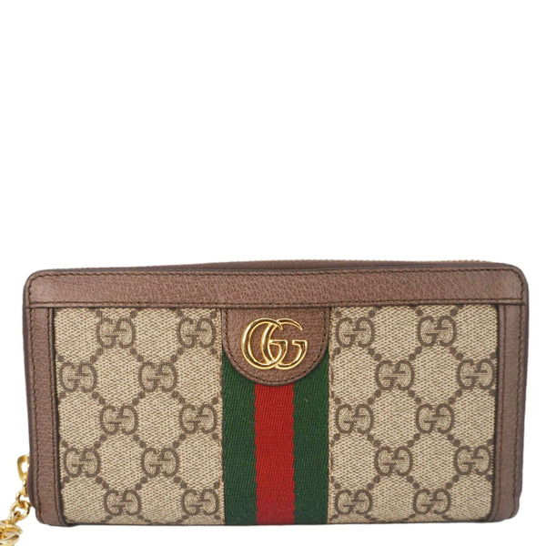 GUCCI Ophidia GG Supreme Canvas Zip Around Wallet Beige 523154