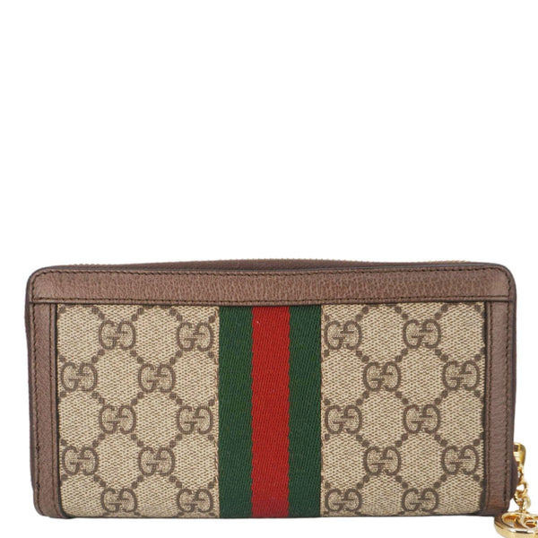 GUCCI Ophidia GG Supreme Canvas Zip Around Wallet Beige 523154