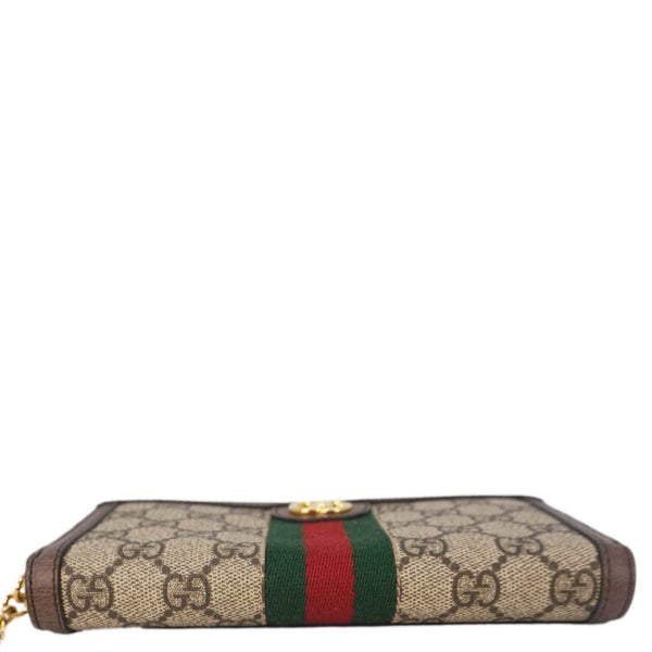 GUCCI Ophidia GG Supreme Canvas Zip Around Wallet Beige 523154